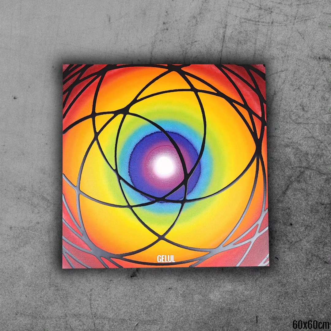 Pendora - 60x60cm - Tableau abstrait moderne coloré