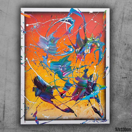 Tropical Storm - 89x116cm - Tableau abstrait moderne coloré