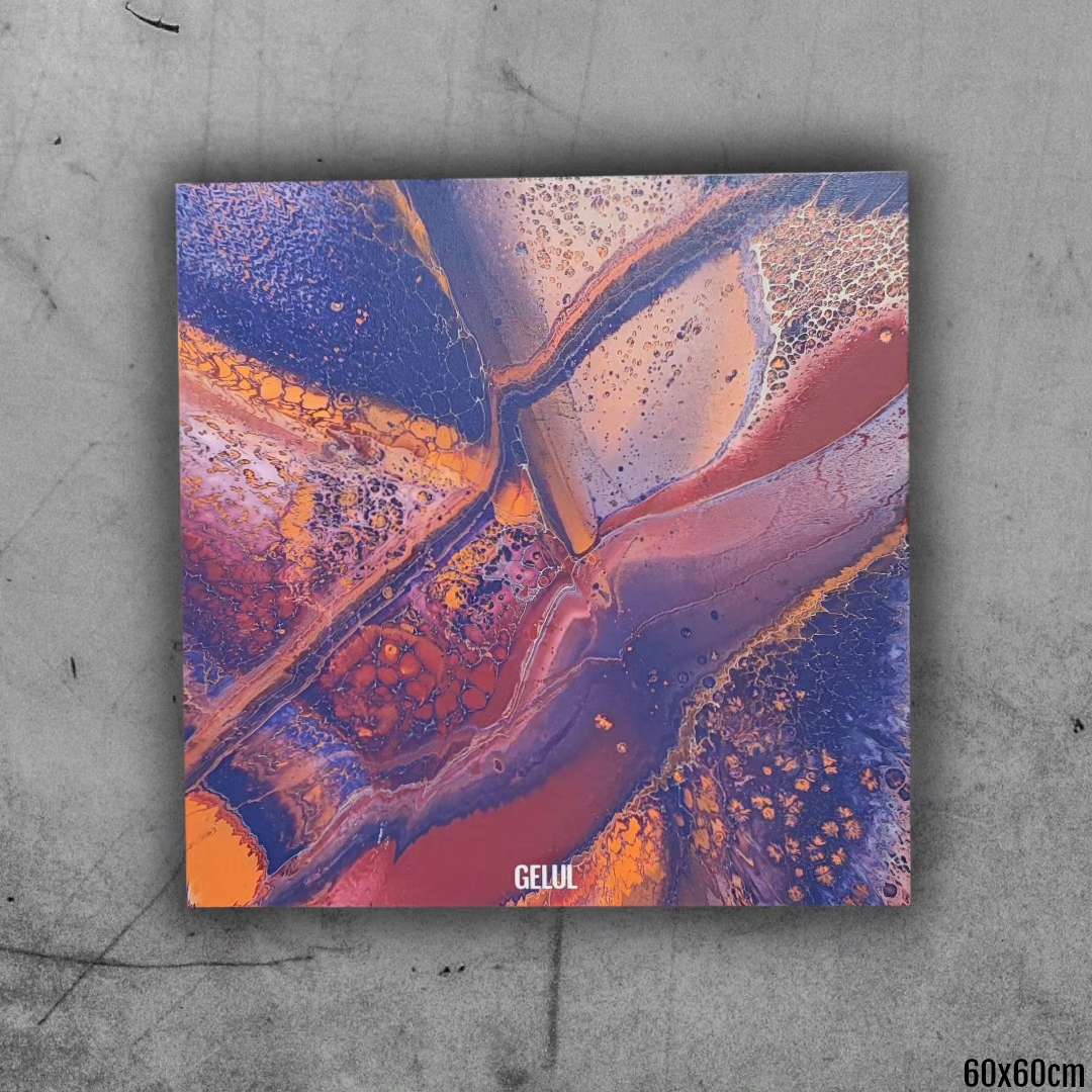 Vu de Déimos - 60x60cm - Tableau abstrait moderne coloré