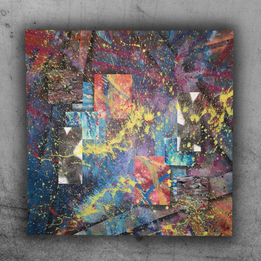 Vestige - 100x100cm - 2021 - Tableau abstrait moderne coloré