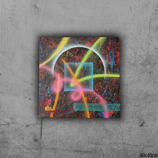 Saturne - 40x40cm - 2022 - Tableau abstrait coloré moderne