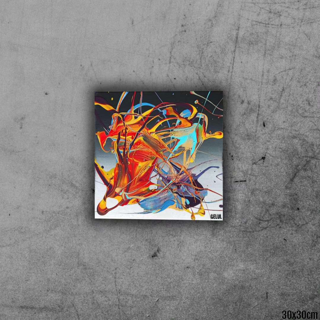 Chammal 2 - 30x30cm - Tableau abstrait moderne coloré