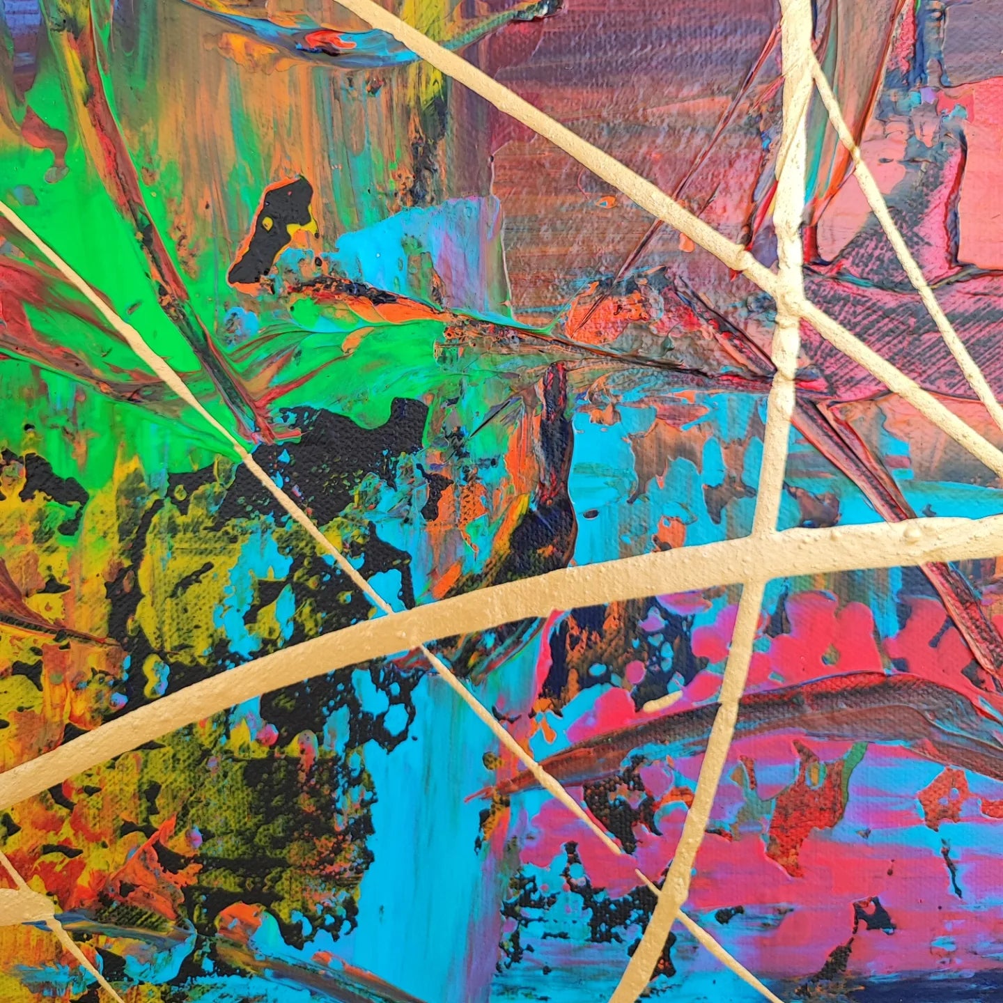 Phoenix 2 - 60x60cm - 2023 - Tableau abstrait moderne coloré