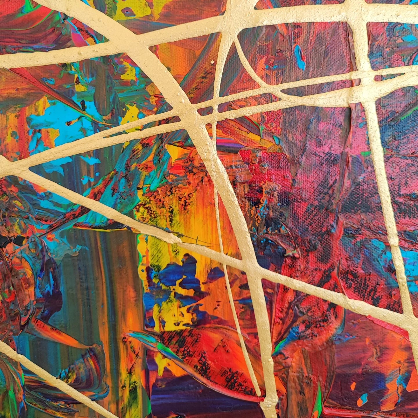 Phoenix 2 - 60x60cm - 2023 - Tableau abstrait moderne coloré