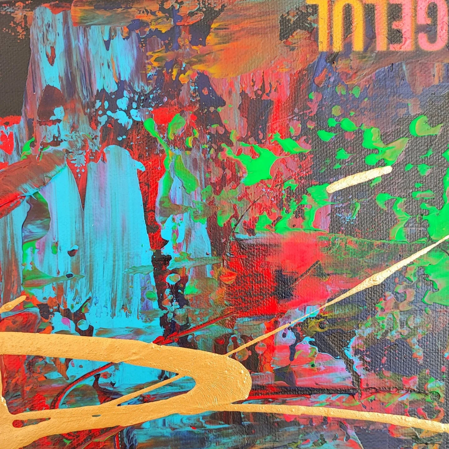 Phoenix 2 - 60x60cm - 2023 - Tableau abstrait moderne coloré