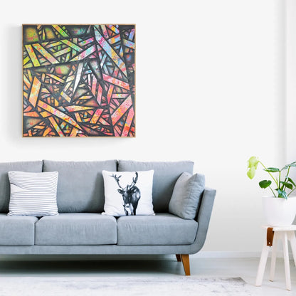 Fiber - 100x100cm - 2023 - Tableau abstrait géométrique moderne coloré
