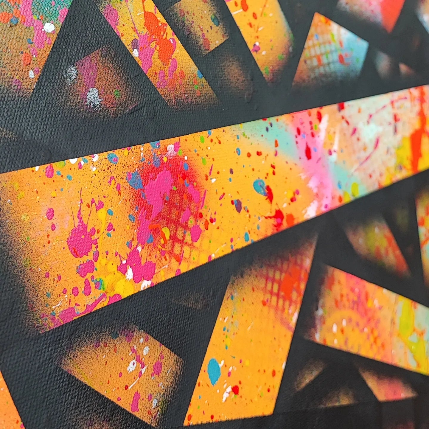 Fiber - 100x100cm - 2023 - Tableau abstrait géométrique moderne coloré