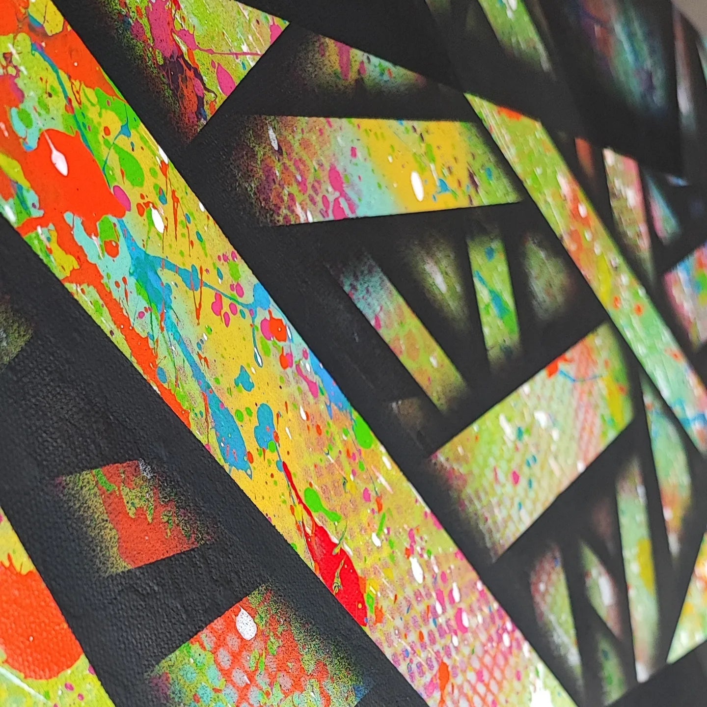 Fiber - 100x100cm - 2023 - Tableau abstrait géométrique moderne coloré