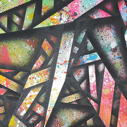 Fiber - 100x100cm - 2023 - Tableau abstrait géométrique moderne coloré