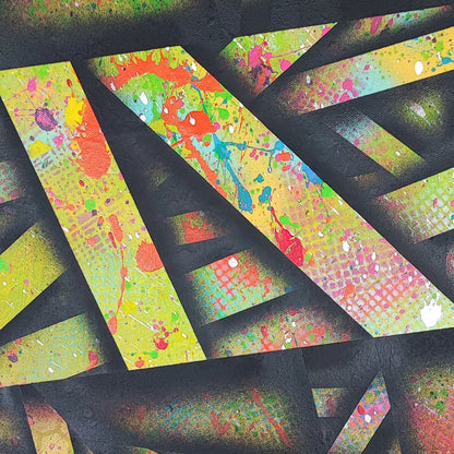 Fiber - 100x100cm - 2023 - Tableau abstrait géométrique moderne coloré