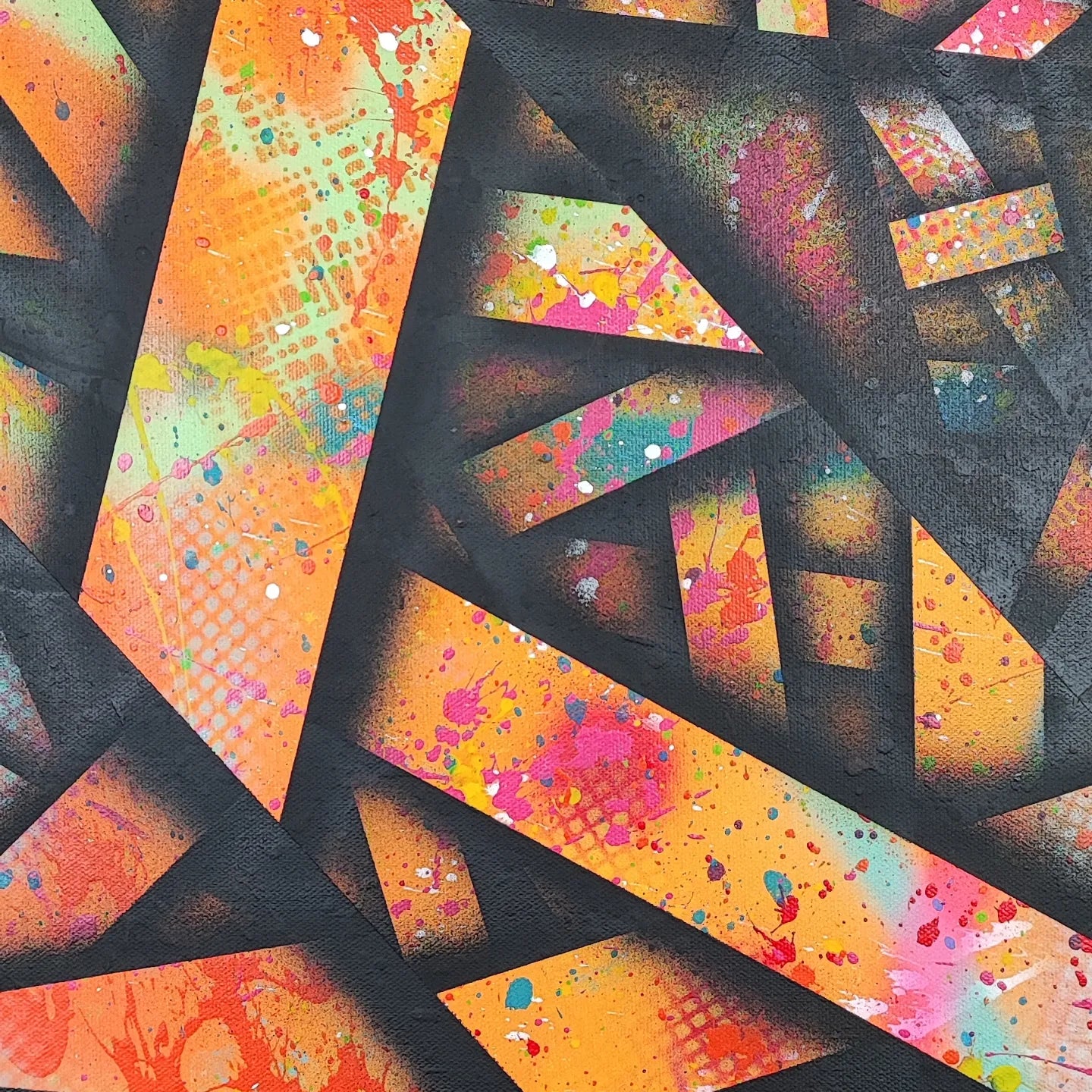 Fiber - 100x100cm - 2023 - Tableau abstrait géométrique moderne coloré