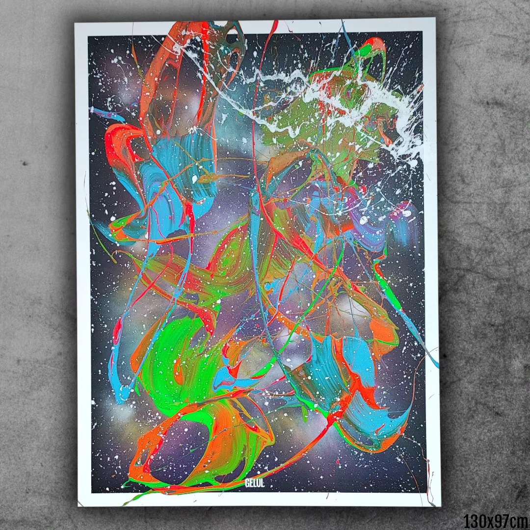 Stellar Storm - 130x97cm - 2024 - Tableau abstrait moderne coloré