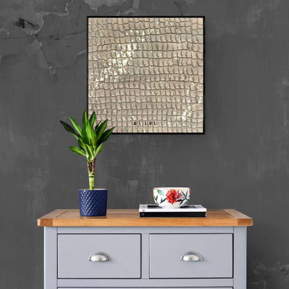 Jet d'or - 60x60 - 2024 - Tableau abstrait moderne en relief doré