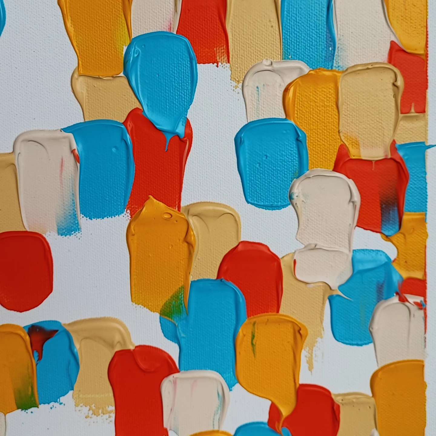 Quartier Printanier - 80x80cm - 2024 - Tableau abstrait moderne coloré géométrique