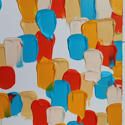 Quartier Printanier - 80x80cm - 2024 - Tableau abstrait moderne coloré géométrique