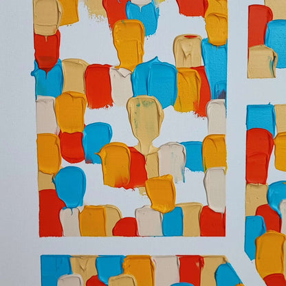 Quartier Printanier - 80x80cm - 2024 - Tableau abstrait moderne coloré géométrique