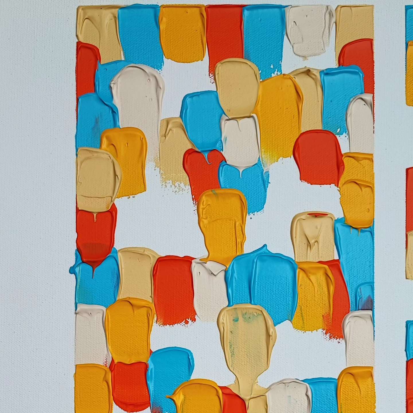 Quartier Printanier - 80x80cm - 2024 - Tableau abstrait moderne coloré géométrique