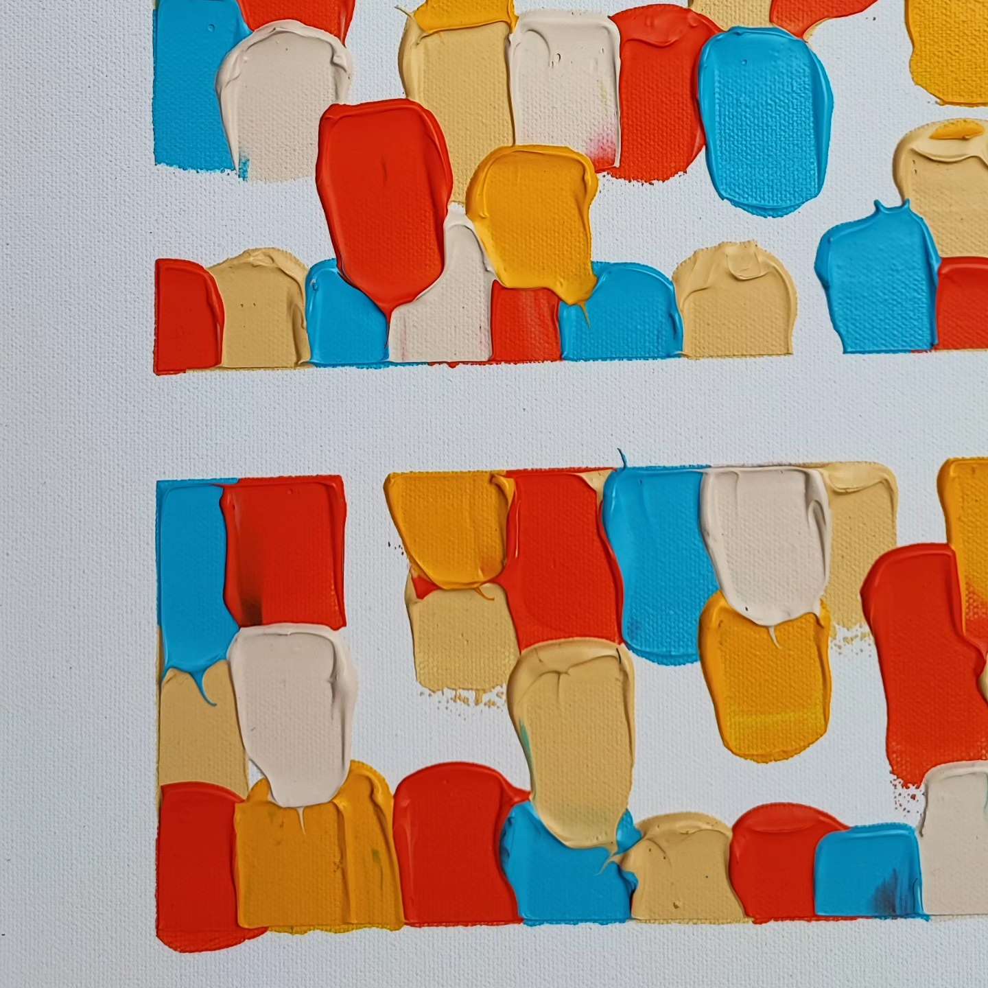 Quartier Printanier - 80x80cm - 2024 - Tableau abstrait moderne coloré géométrique