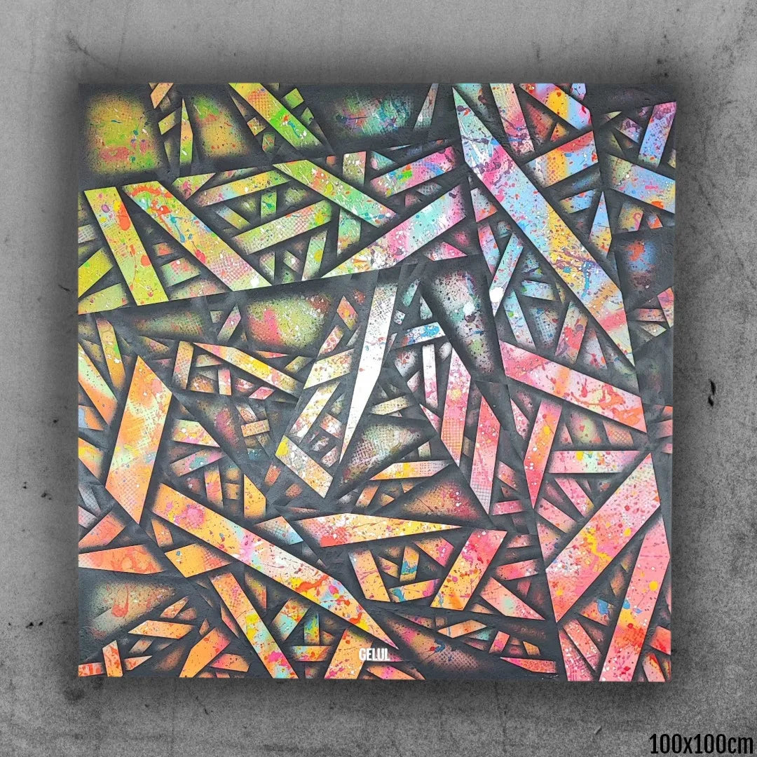 Fiber - 100x100cm - 2023 - Tableau abstrait géométrique moderne coloré