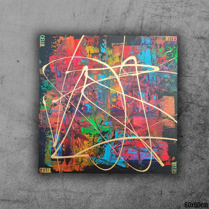 Phoenix 2 - 60x60cm - 2023 - Tableau abstrait moderne coloré