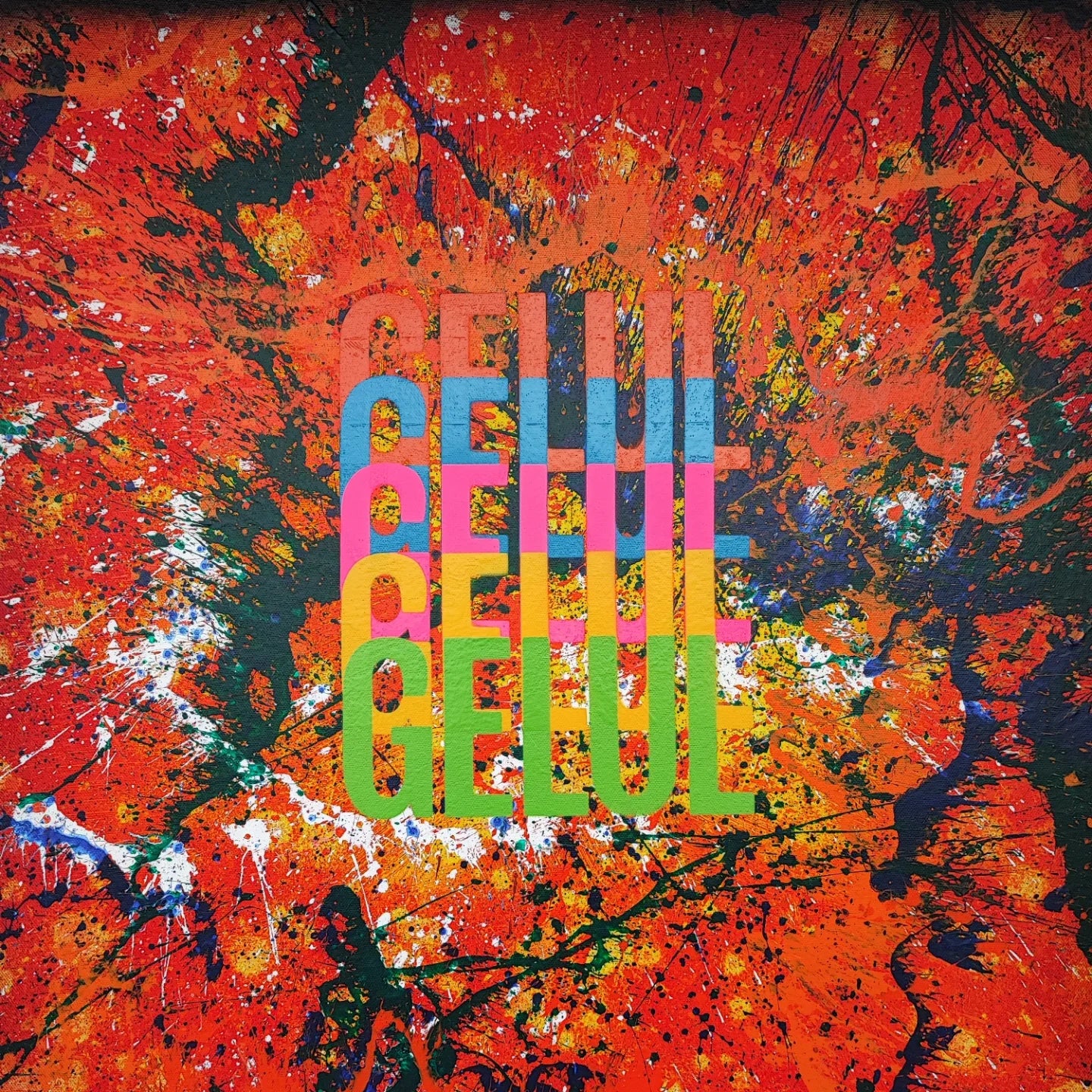 Nous Je - 80x80cm - 2023 - Tableau abstrait moderne coloré