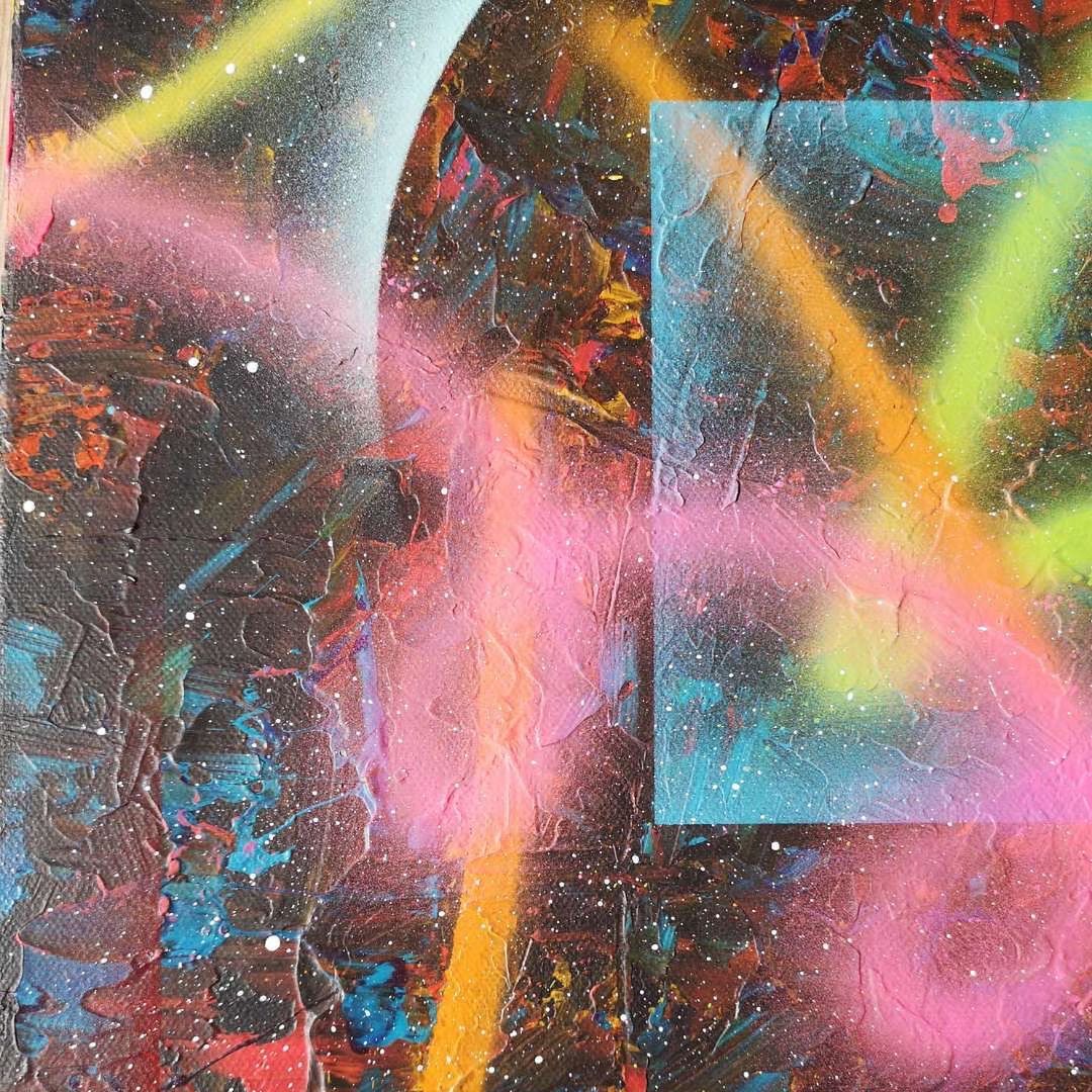 Saturne - 40x40cm - 2022 - Tableau abstrait coloré moderne