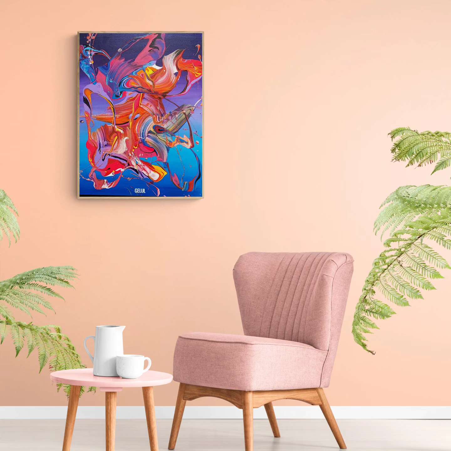 Medusa - 60x80cm - Tableau abstrait moderne coloré