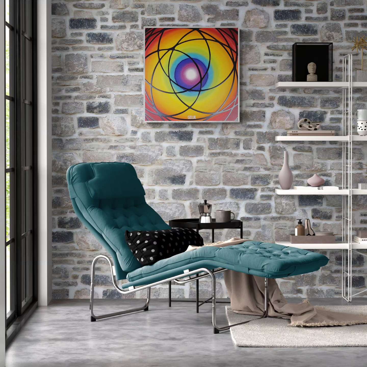 Pendora - 60x60cm - Tableau abstrait moderne coloré