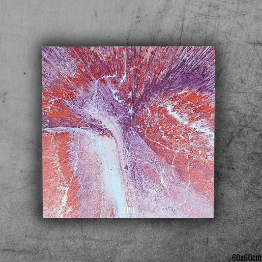 Fissure - 60x60cm - 2023 - Tableau abstrait moderne coloré