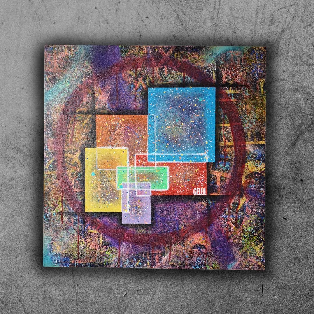 Jolie Cauchemar - 60x60cm - 2021 - Tableau abstrait coloré