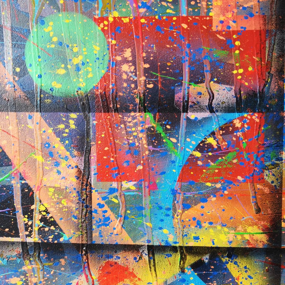 Nuit de Juillet - 70x50cm - 2021 - Tableau abstrait moderne coloré