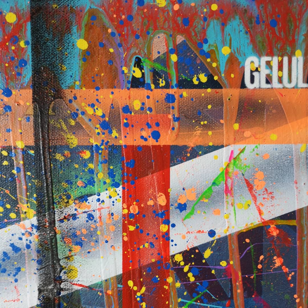 Nuit de Juillet - 70x50cm - 2021 - Tableau abstrait moderne coloré