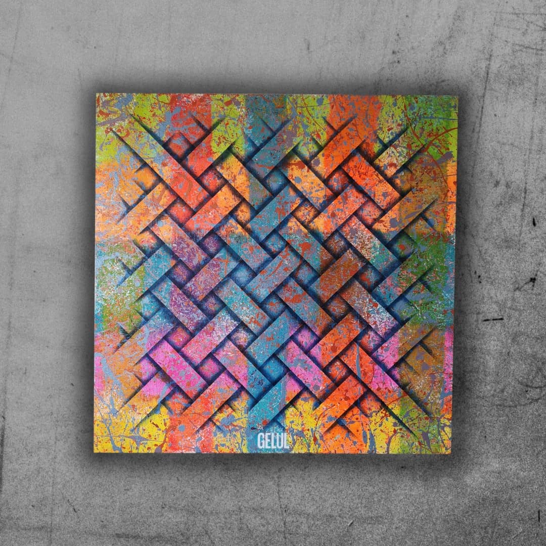 Tisse Bridge - 80x80cm - 2021 - Tableau abstrait moderne coloré