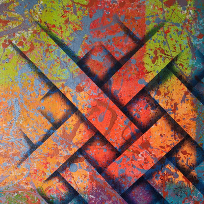 Tisse Bridge - 80x80cm - 2021 - Tableau abstrait moderne coloré