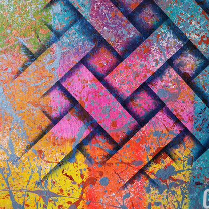 Tisse Bridge - 80x80cm - 2021 - Tableau abstrait moderne coloré