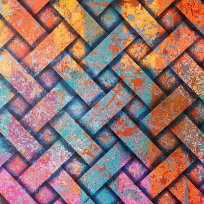 Tisse Bridge - 80x80cm - 2021 - Tableau abstrait moderne coloré