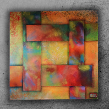Kapla - 100x100cm - 2021 - Tableau abstrait géométrique moderne coloré
