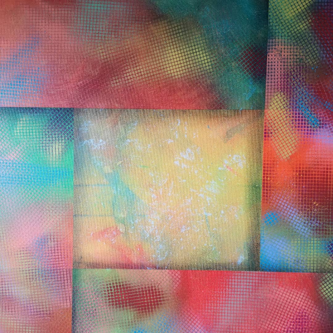 Kapla - 100x100cm - 2021 - Tableau abstrait géométrique moderne coloré