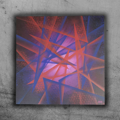 Infrarouge - 80x80cm - 2021 - Tableau abstrait géométrique moderne coloré