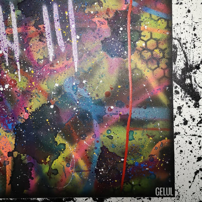 Survive in Rainbow - 80x80cm - 2021 - Tableau abstrait moderne coloré