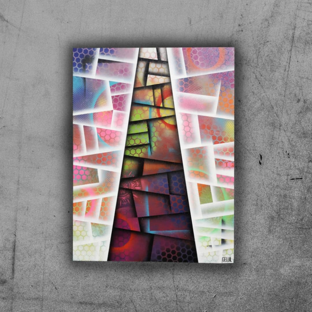 Colorful Street - 60x80cm - 2021 - Tableau abstrait géométrique coloré