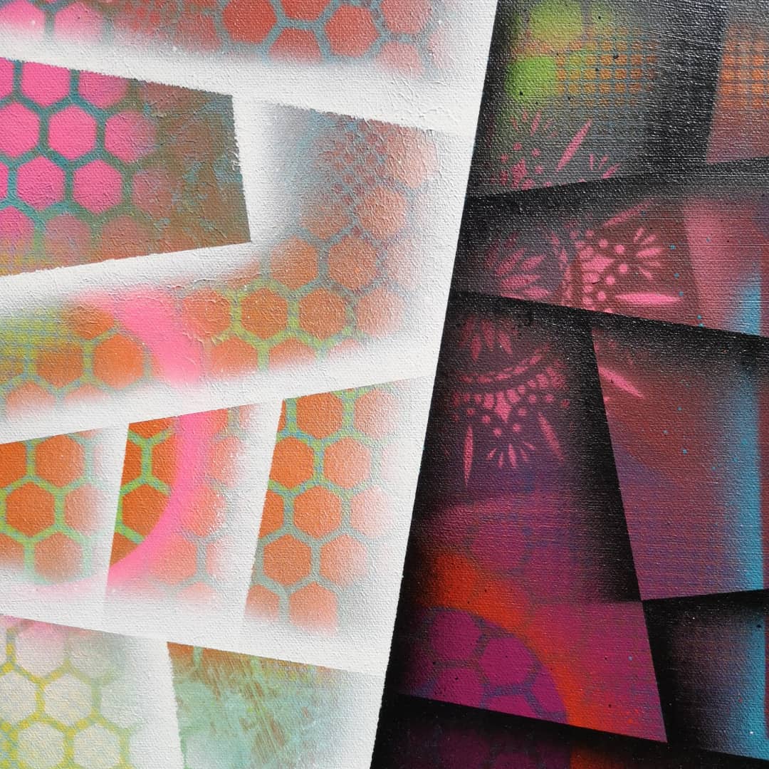 Colorful Street - 60x80cm - 2021 - Tableau abstrait géométrique coloré