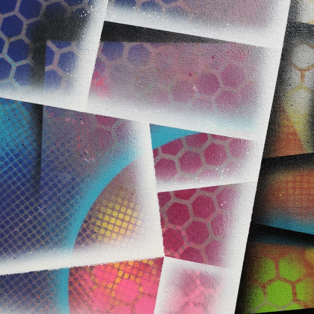 Colorful Street - 60x80cm - 2021 - Tableau abstrait géométrique coloré