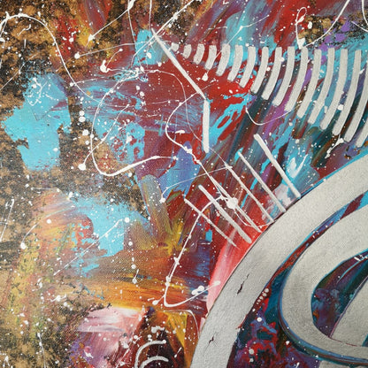 Veine d'Argent - 80x80cm - 2021 - Tableau abstrait moderne coloré