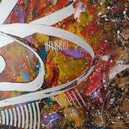 Veine d'Argent - 80x80cm - 2021 - Tableau abstrait moderne coloré