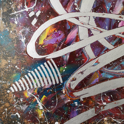 Veine d'Argent - 80x80cm - 2021 - Tableau abstrait moderne coloré