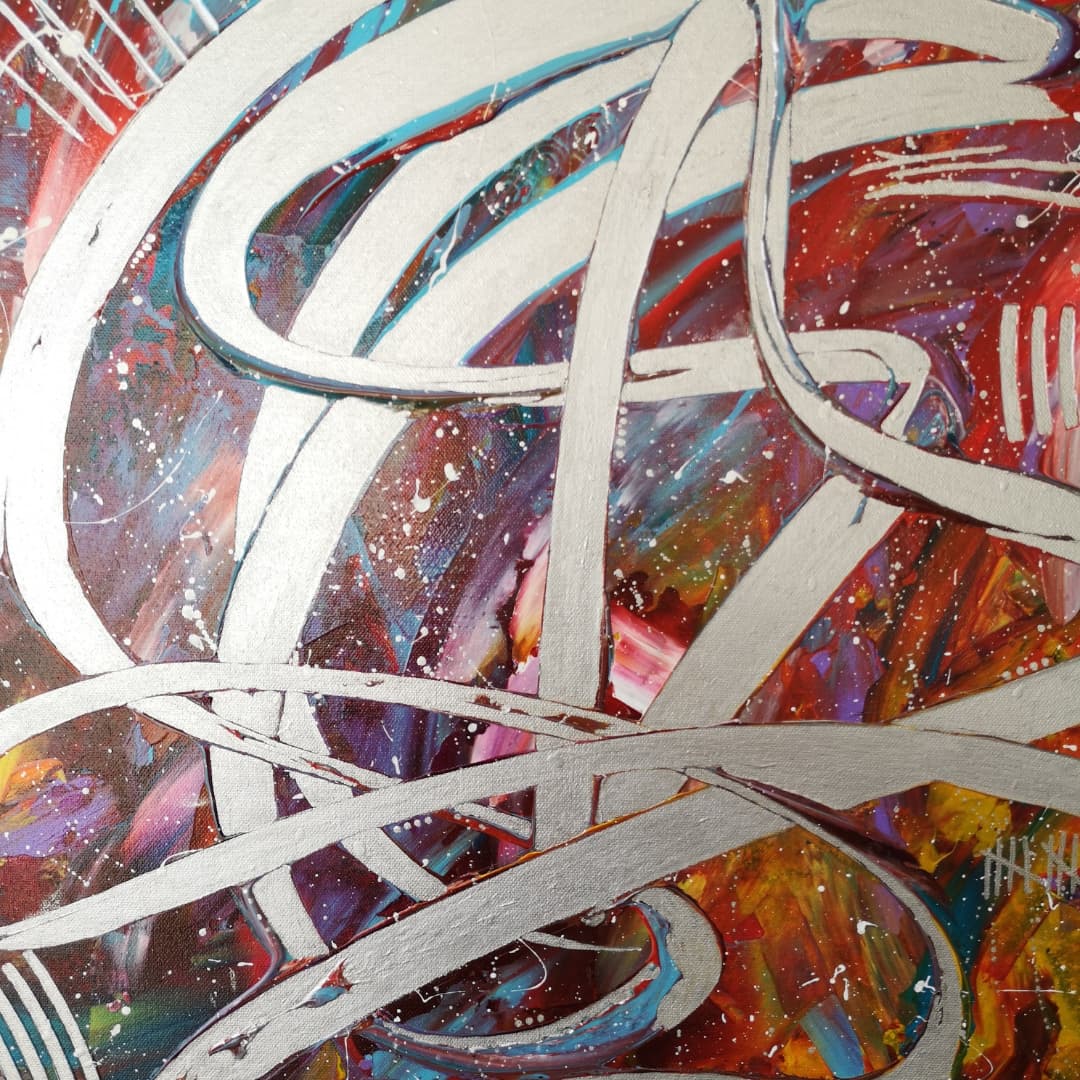 Veine d'Argent - 80x80cm - 2021 - Tableau abstrait moderne coloré