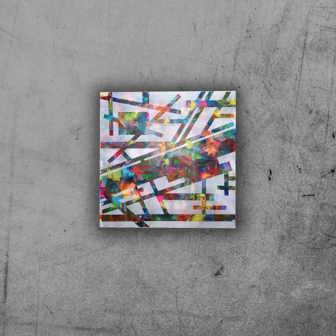 Circuit imprimé - 40x40cm - 2021 - Tableau abstrait géométrique moderne