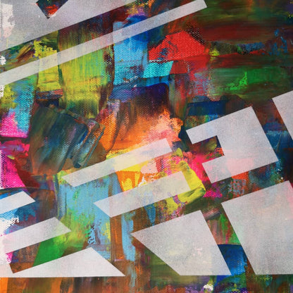 Circuit imprimé - 40x40cm - 2021 - Tableau abstrait géométrique moderne