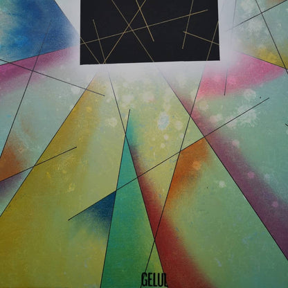 Cube - 80x80cm - 2021 - Tableau abstrait géométrique coloré